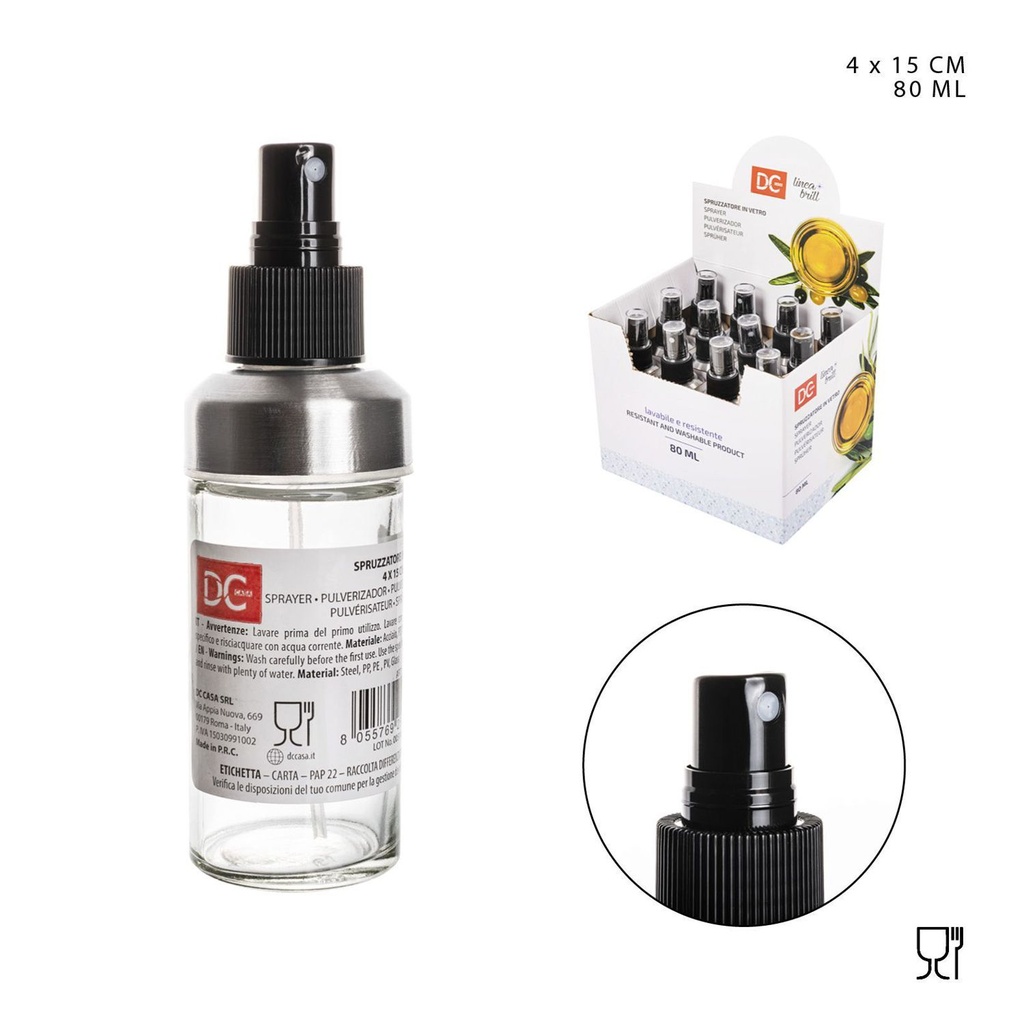 Pulverizador de cristal 80 ml 4 x 15 cm - Accesorios de cocina