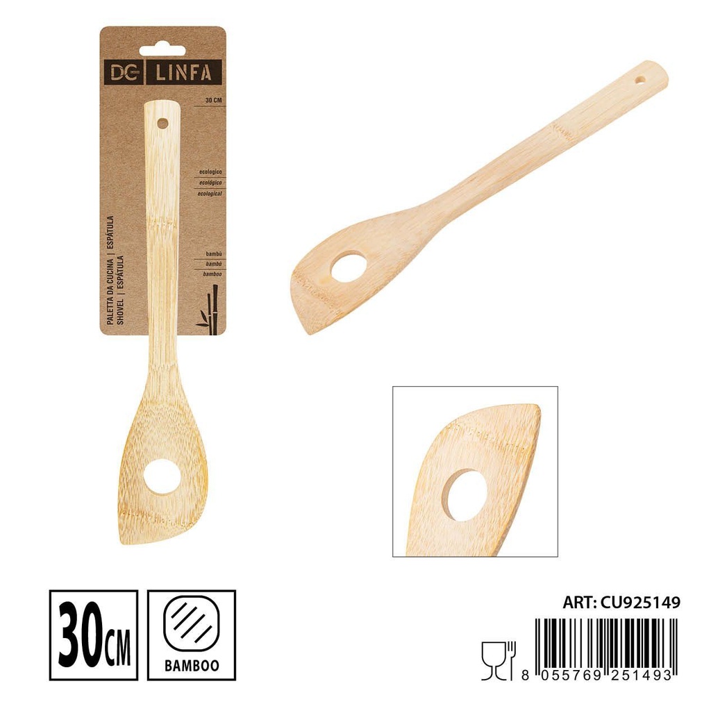 Espátula de bambú perforada 30cm para cocina