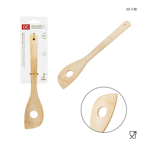 Espátula de bambú perforada 30cm para cocina