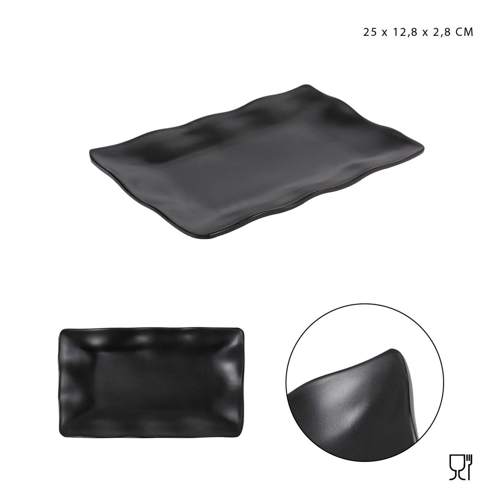 Plato plano de melamina rectangular 25X12.8X2.8 cm - Accesorios de cocina