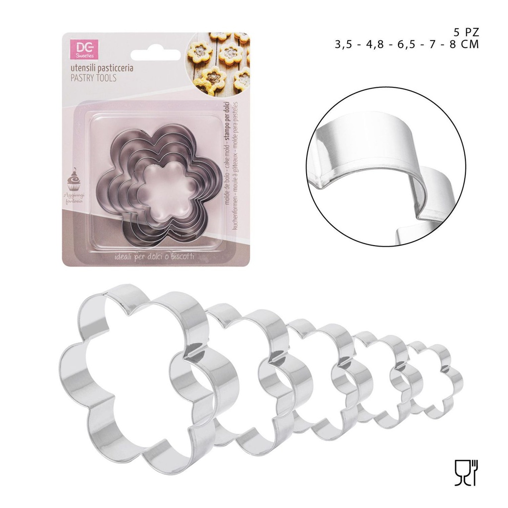 Set de moldes de flores para repostería 3.5-4.8-6.5-7-8cm 5pz