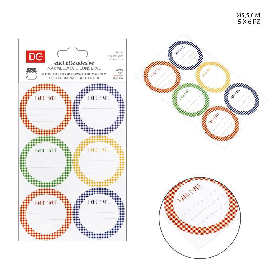 Etiquetas para frascos de mermelada 55 mm 6PZ 5 hojas - Accesorios para frascos