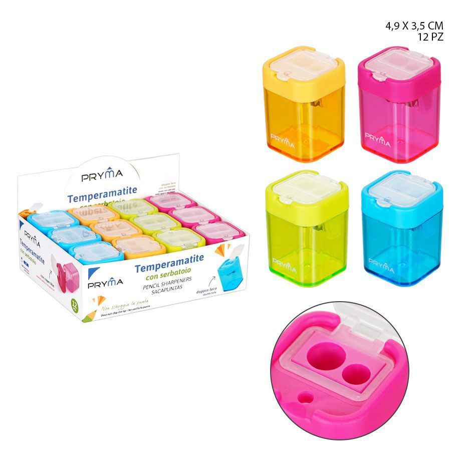 Sacapuntas de plástico doble agujero 4.9x3.5 cm - Papelería y útiles escolares