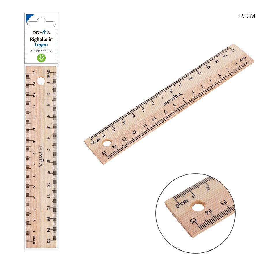 Regla de madera 15cm para material escolar