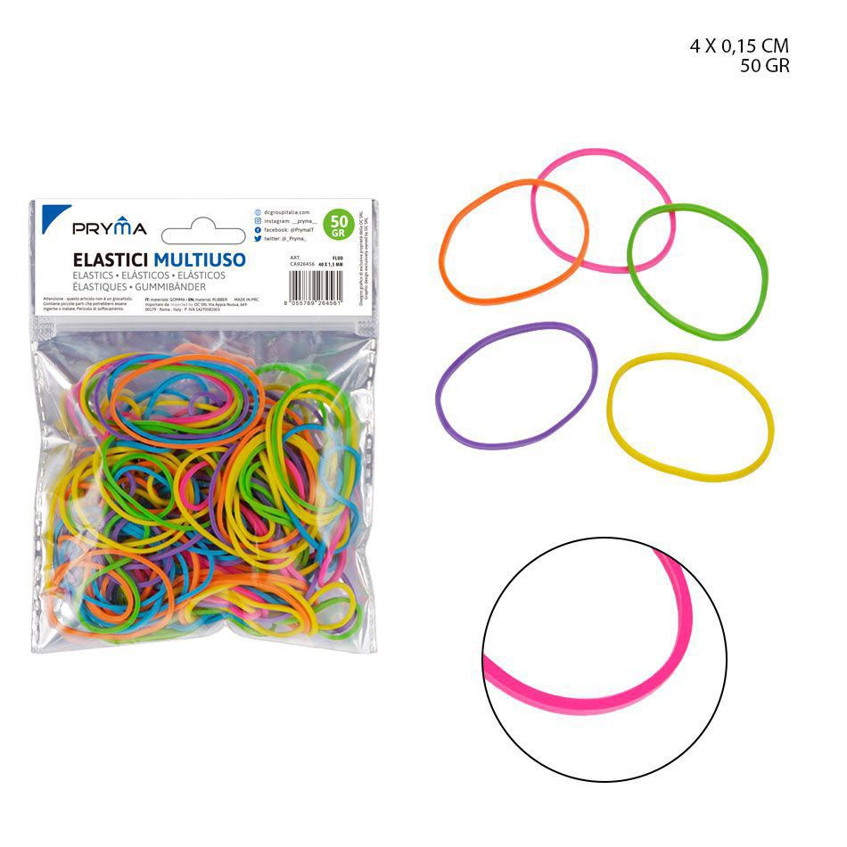  Goma elástica fluorescente 40x1.5 mm 50g - Artículos de oficina