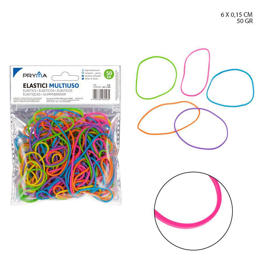  Goma elástica fluorescente 60x1.5 mm 50g - Artículos de oficina