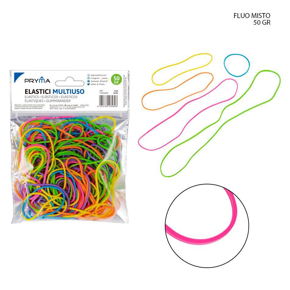  Goma elástica fluorescente surtida 50g - Artículos de oficina