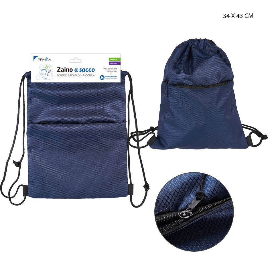 Bolsa con cordón azul 34x43cm para gimnasio