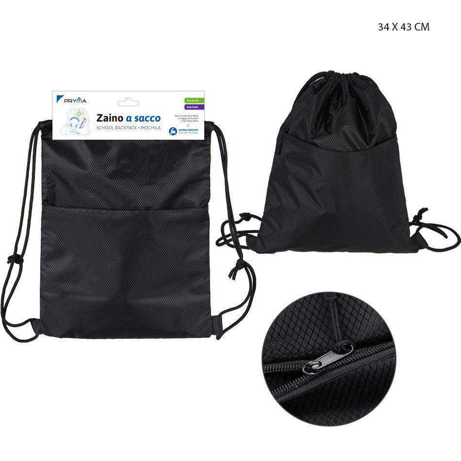 Bolsa de deporte negra 34x43cm - Estuches y mochilas