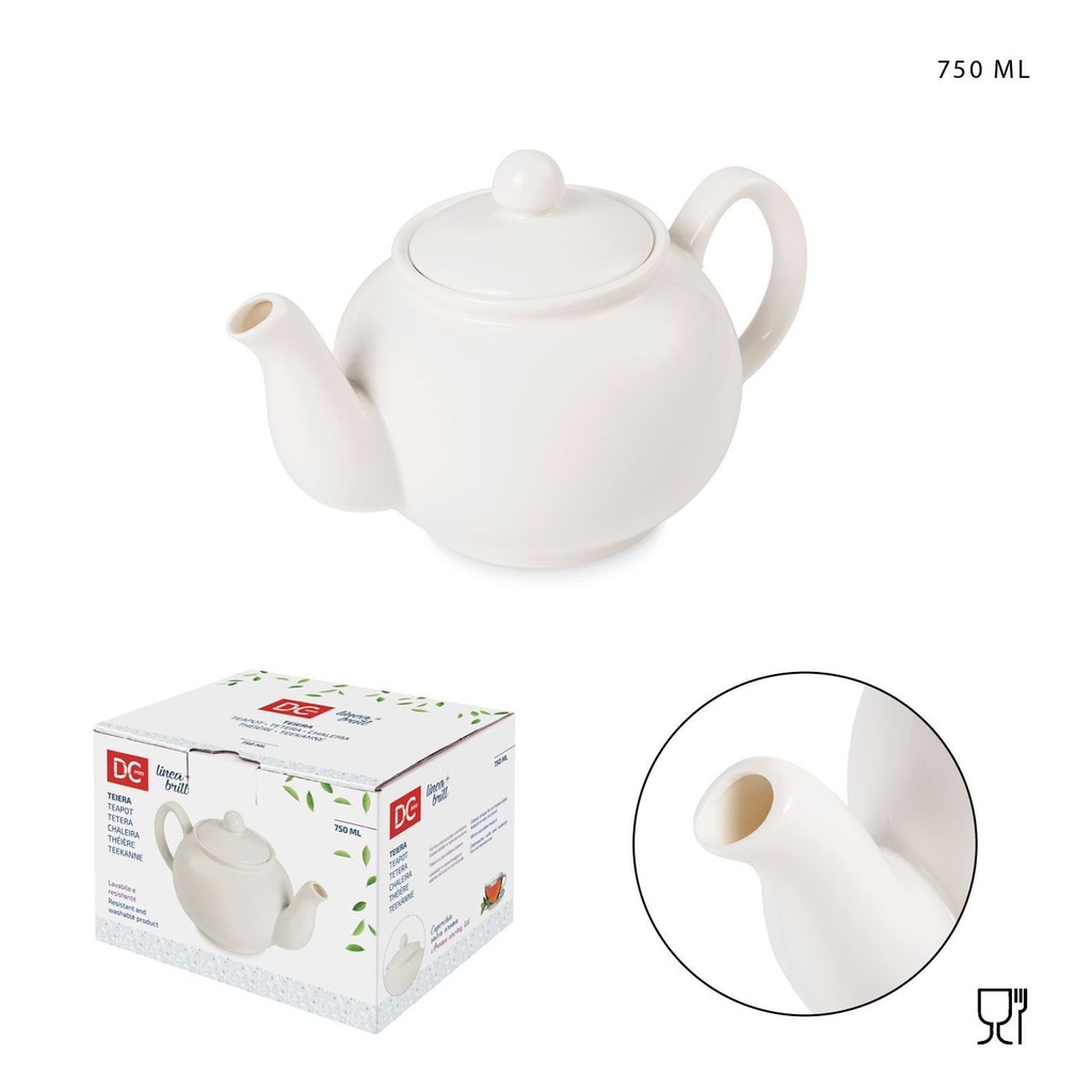 Tetera de porcelana blanca 750ml