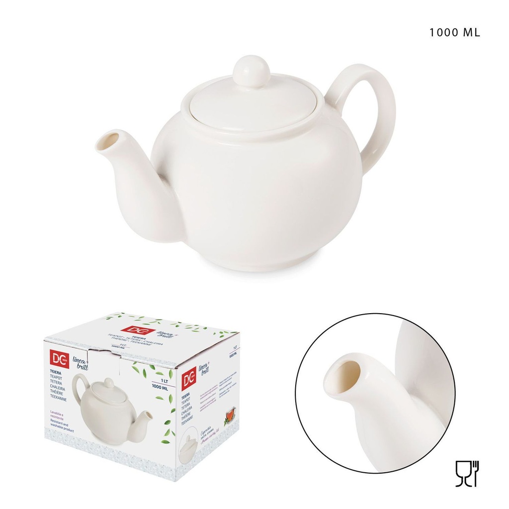 Tetera de porcelana blanca 1000ml para infusiones