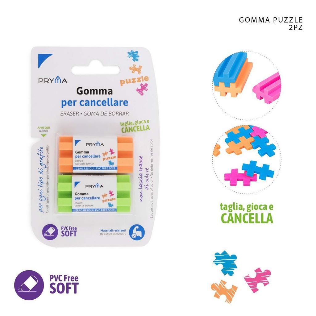 Goma de borrar en forma de puzzle 5x2.5x1.5cm 2pcs