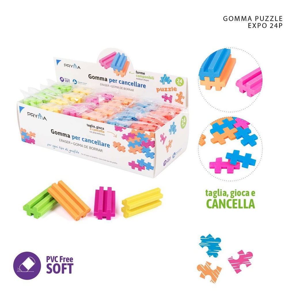 Goma de borrar puzzle 5x2.5x1.5cm, útiles escolares