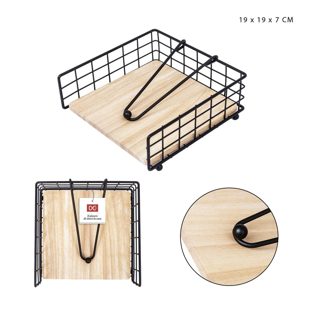 Porta servilletas de madera de 19x19x7 cm - Organización de cocina