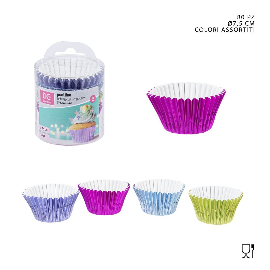 Moldes de papel para magdalenas 7.5 cm 80 piezas metálico - Utensilios para repostería