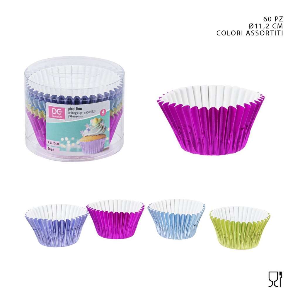 Moldes de papel para magdalenas metálicos 11.2 cm 60 pz - Artículos de repostería