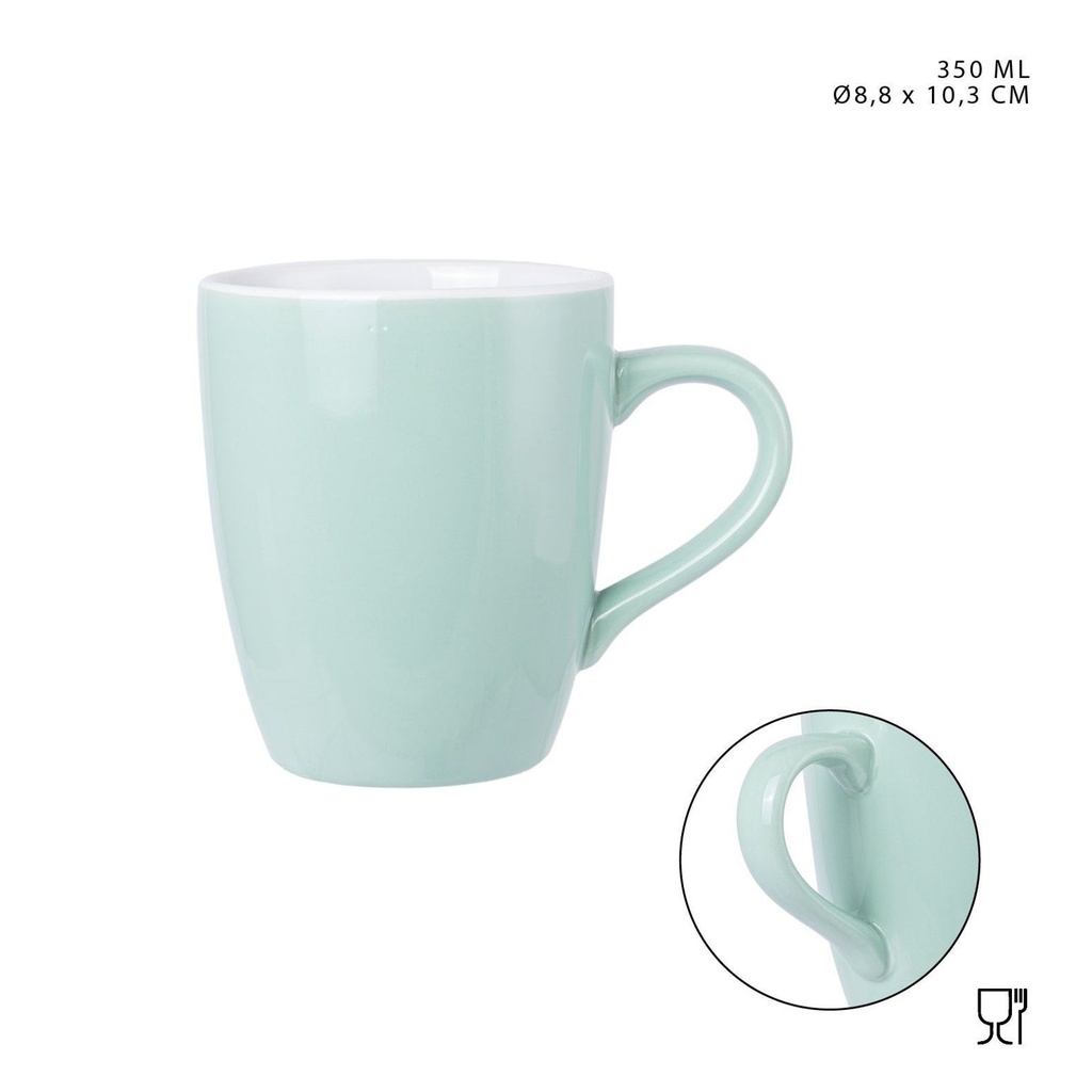 Taza mug de cerámica verde 350ml D8.8x10.3cm para café o té