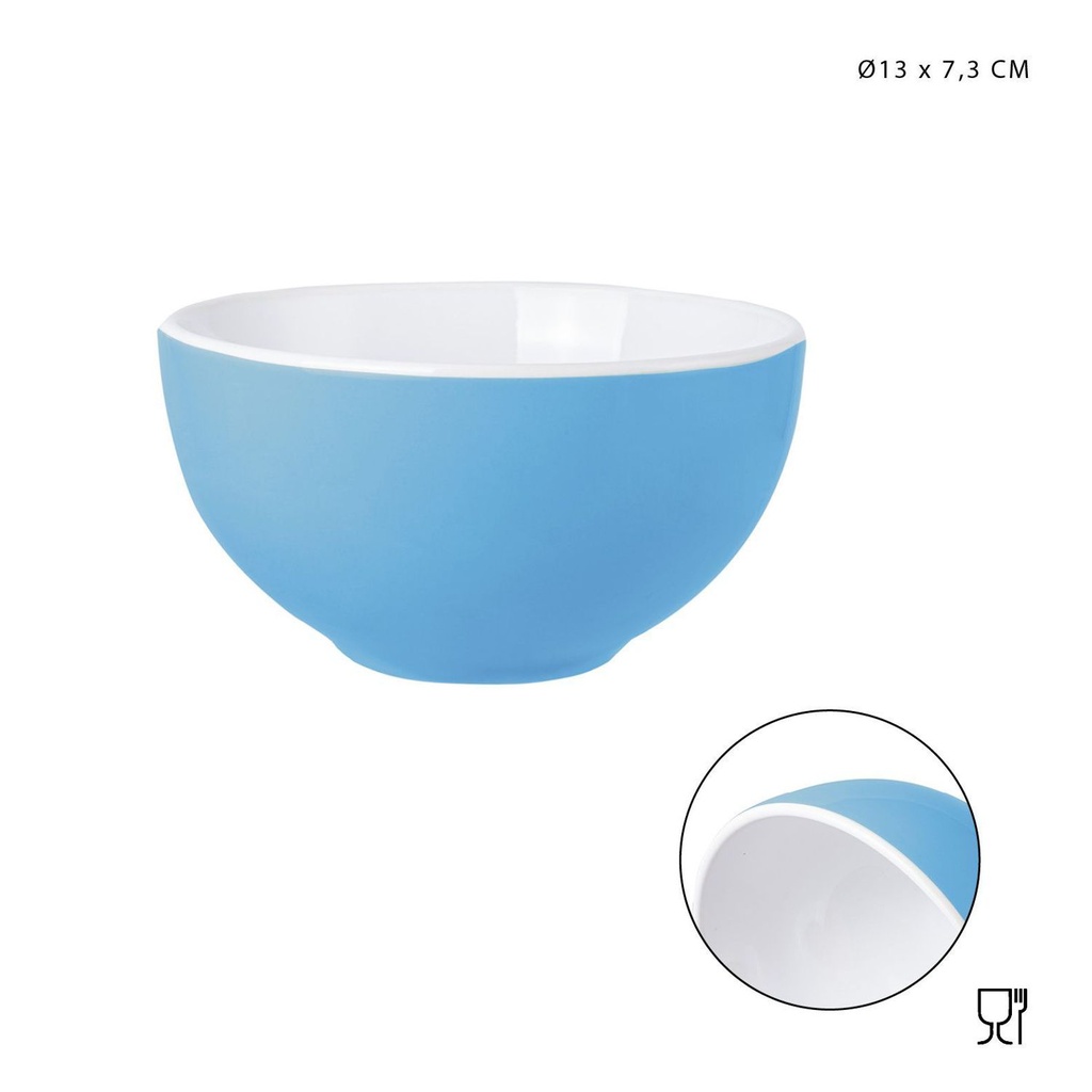 Cuenco de cerámica celeste D13x7.3cm para desayunos