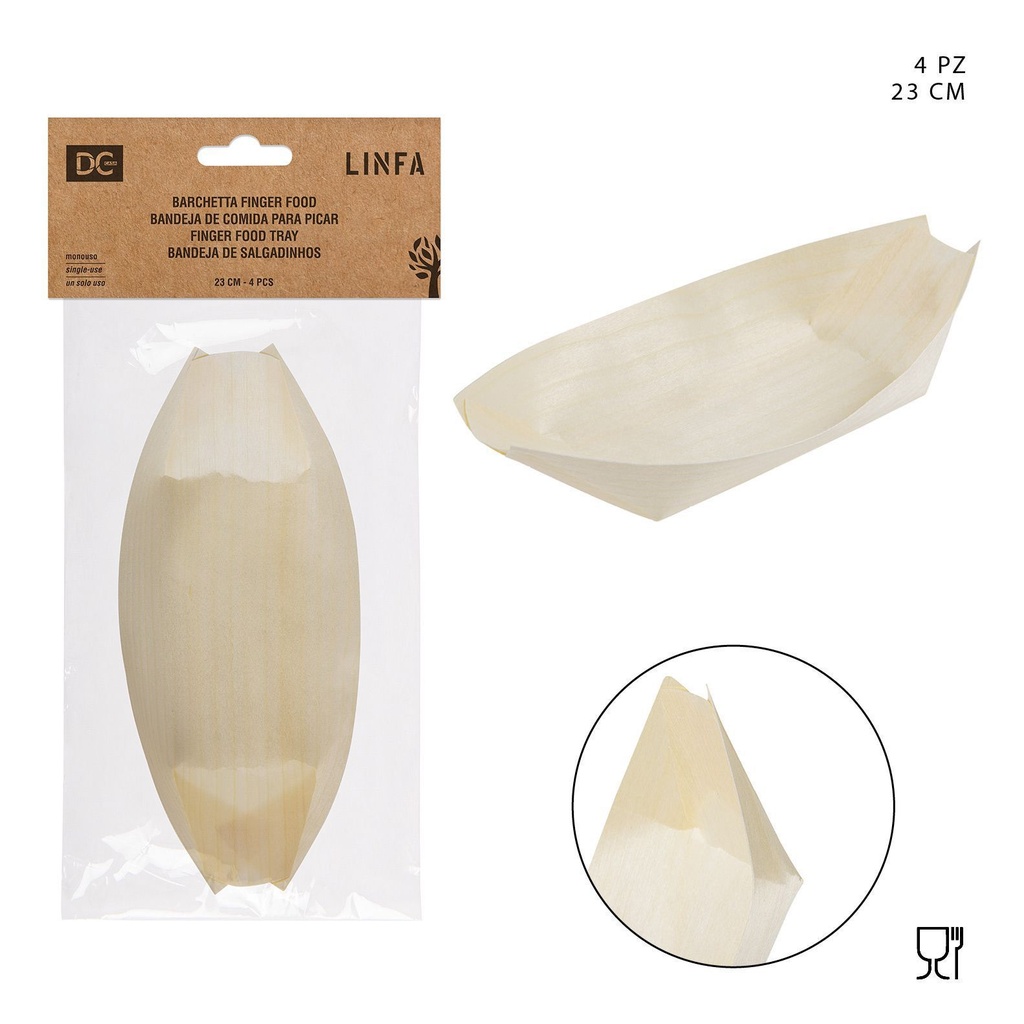 Bandejas de aperitivos de madera 23 cm 4PZ - Accesorios de cocina y bandejas