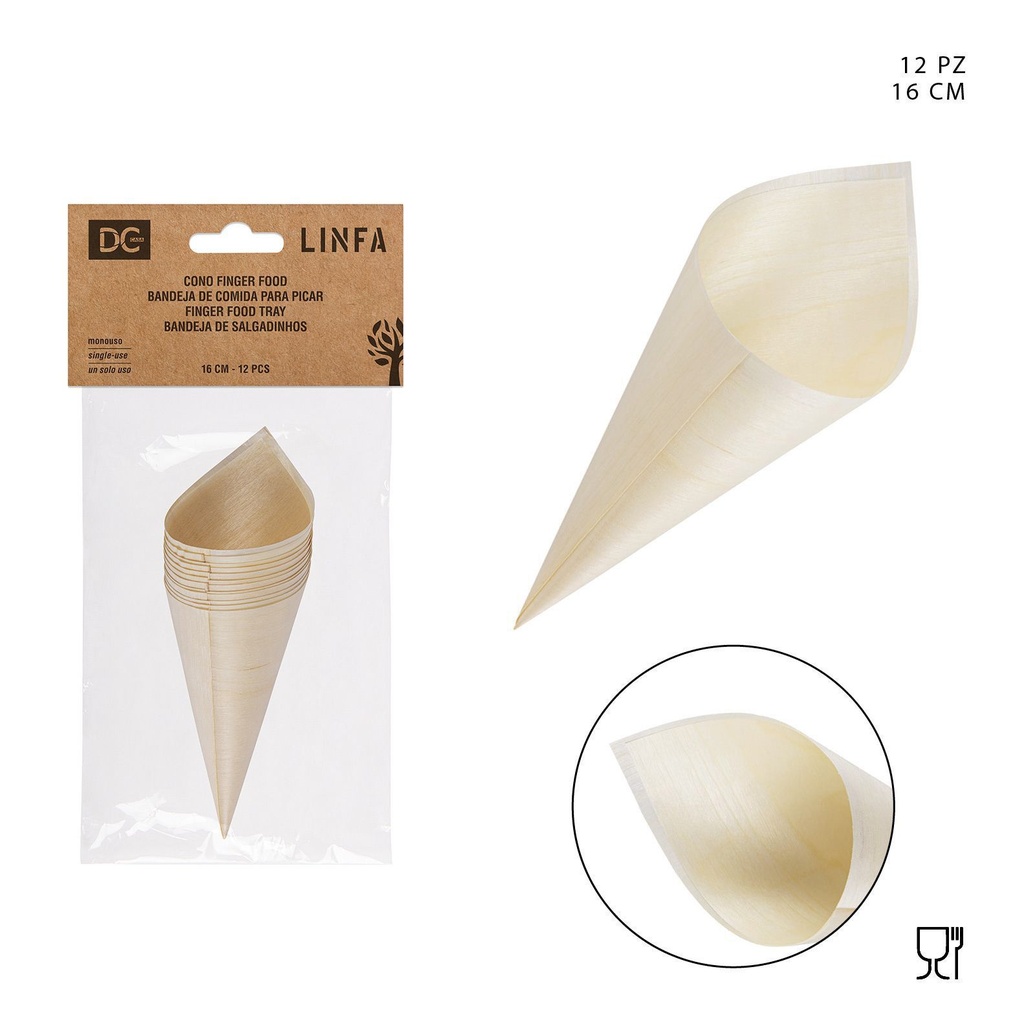 Conos de madera para aperitivos 16CM 12PZ - Utensilios de cocina