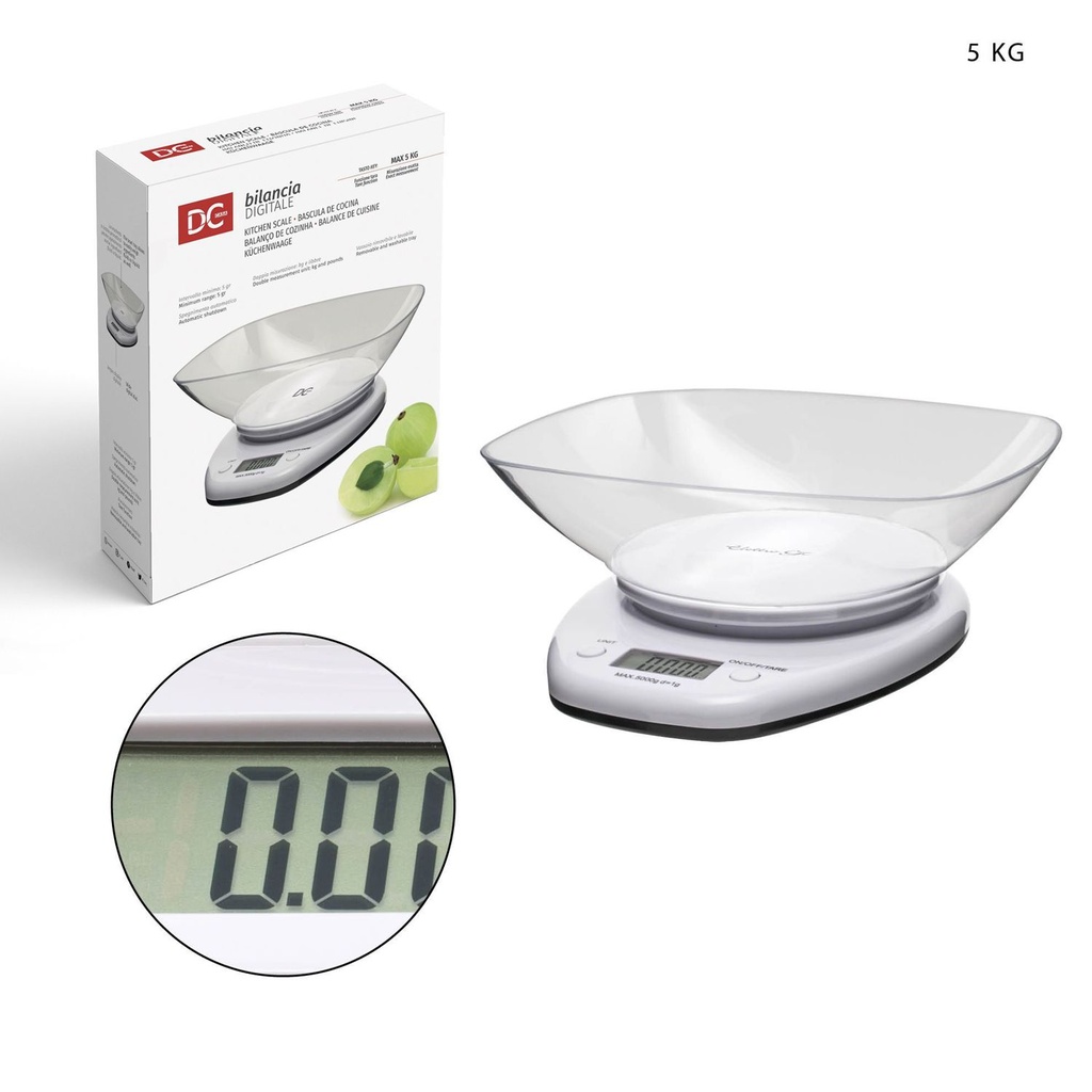 Báscula de cocina digital 5kg blanca