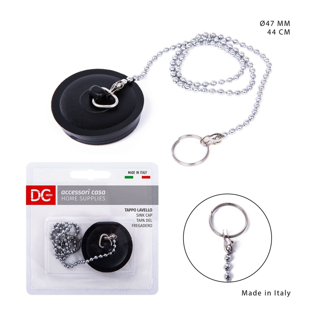 Tapa de fregadero de acero inox 44cm con cadena - Accesorios de cocina