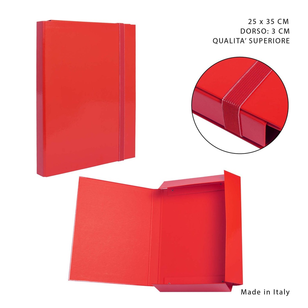 Carpeta gruesa con goma elástica D3 25x35cm roja para documentos