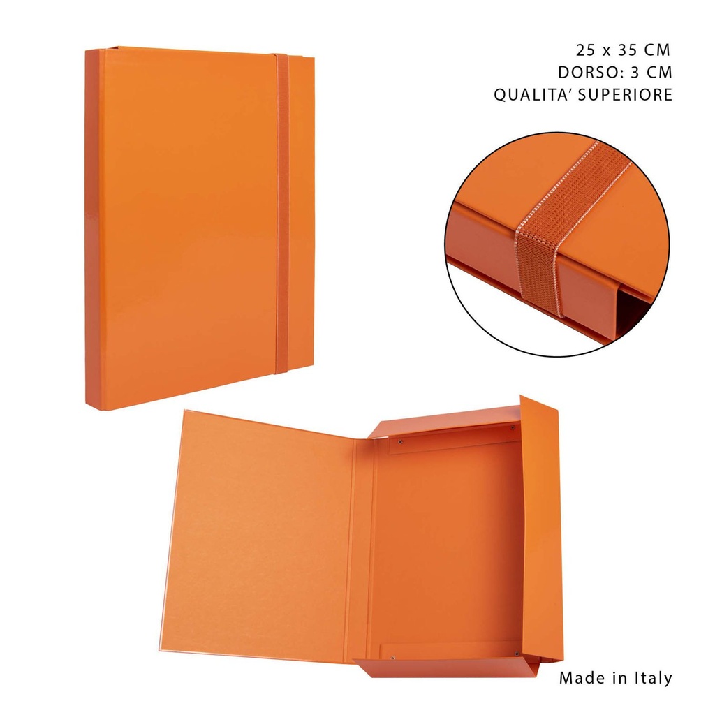 Carpeta gruesa con goma elástica D3 25x35cm naranja oficina