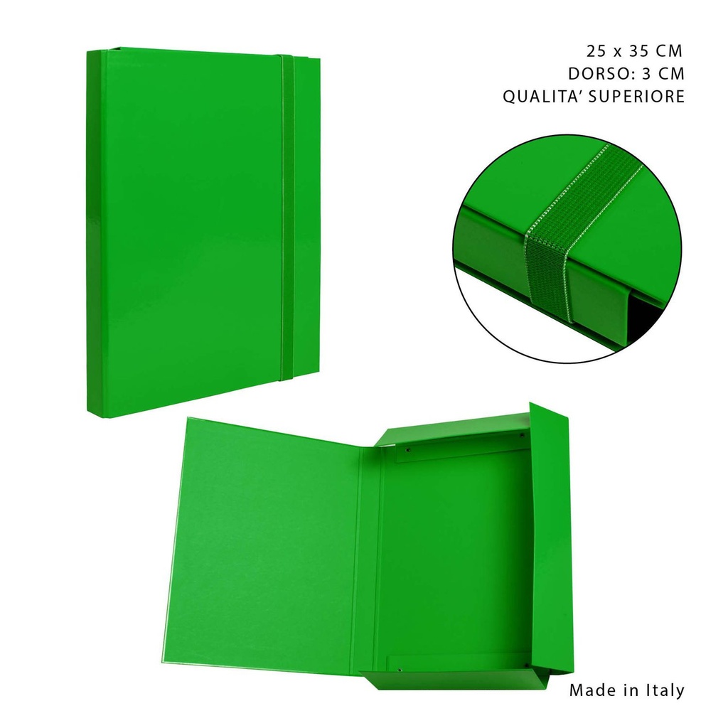 Carpeta gruesa con goma elástica D3 25x35cm verde