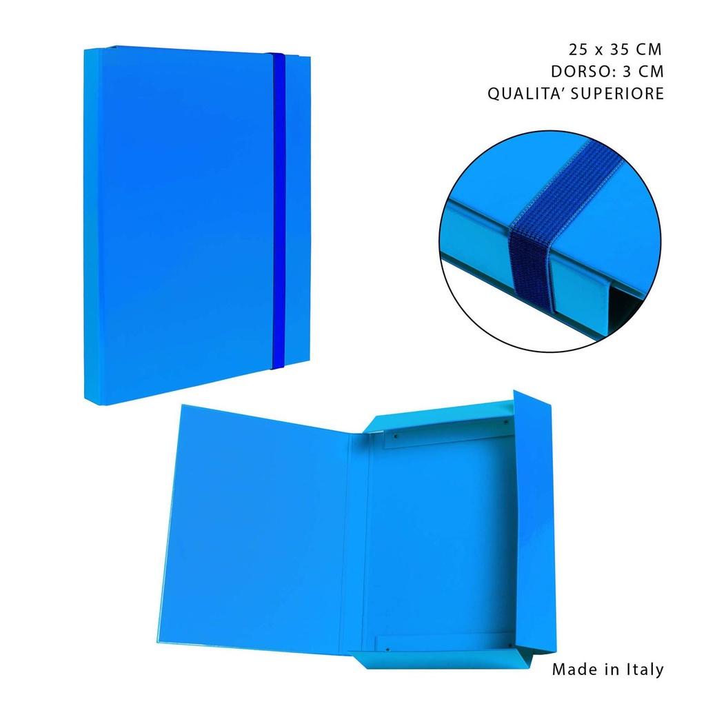 Carpeta gruesa con goma elástica D3 25x35cm azul cielo para documentos