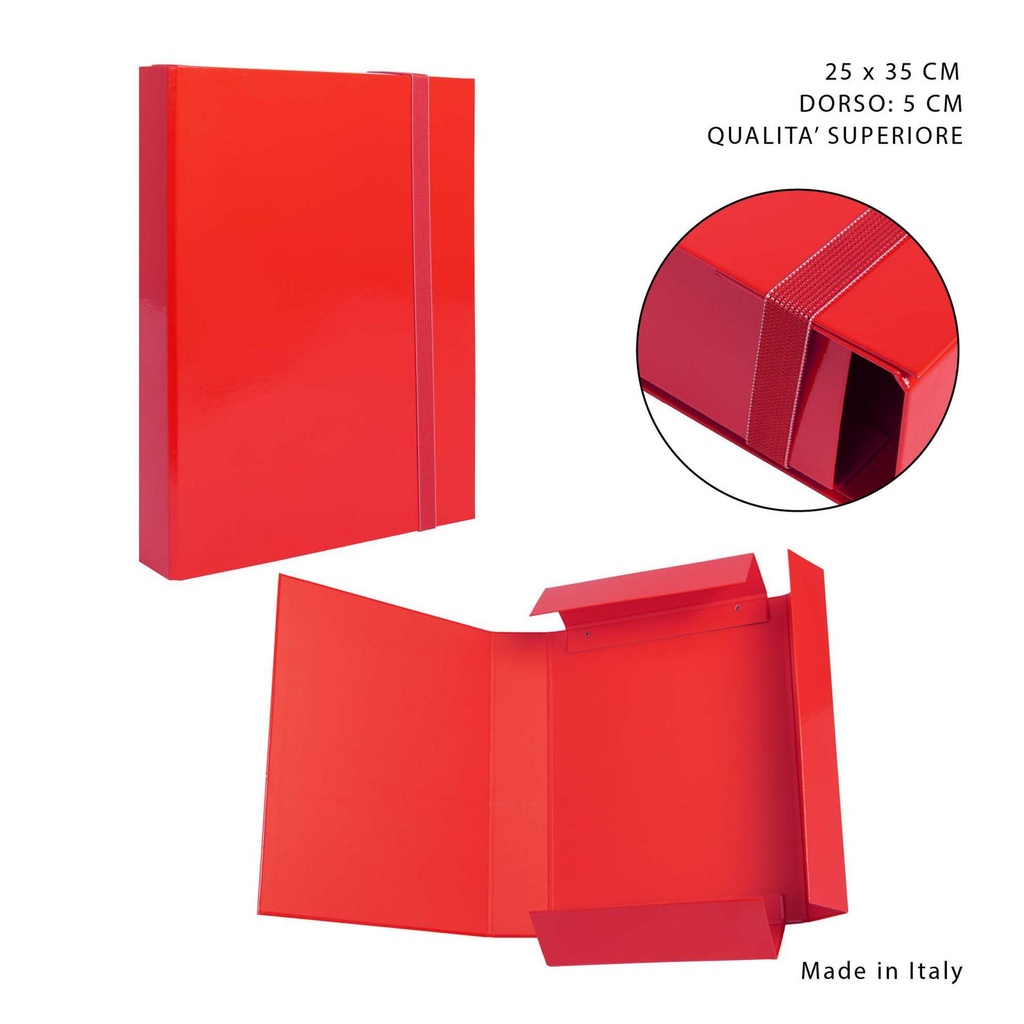 Carpeta gruesa con goma elástica D5 25x35cm roja para documentos