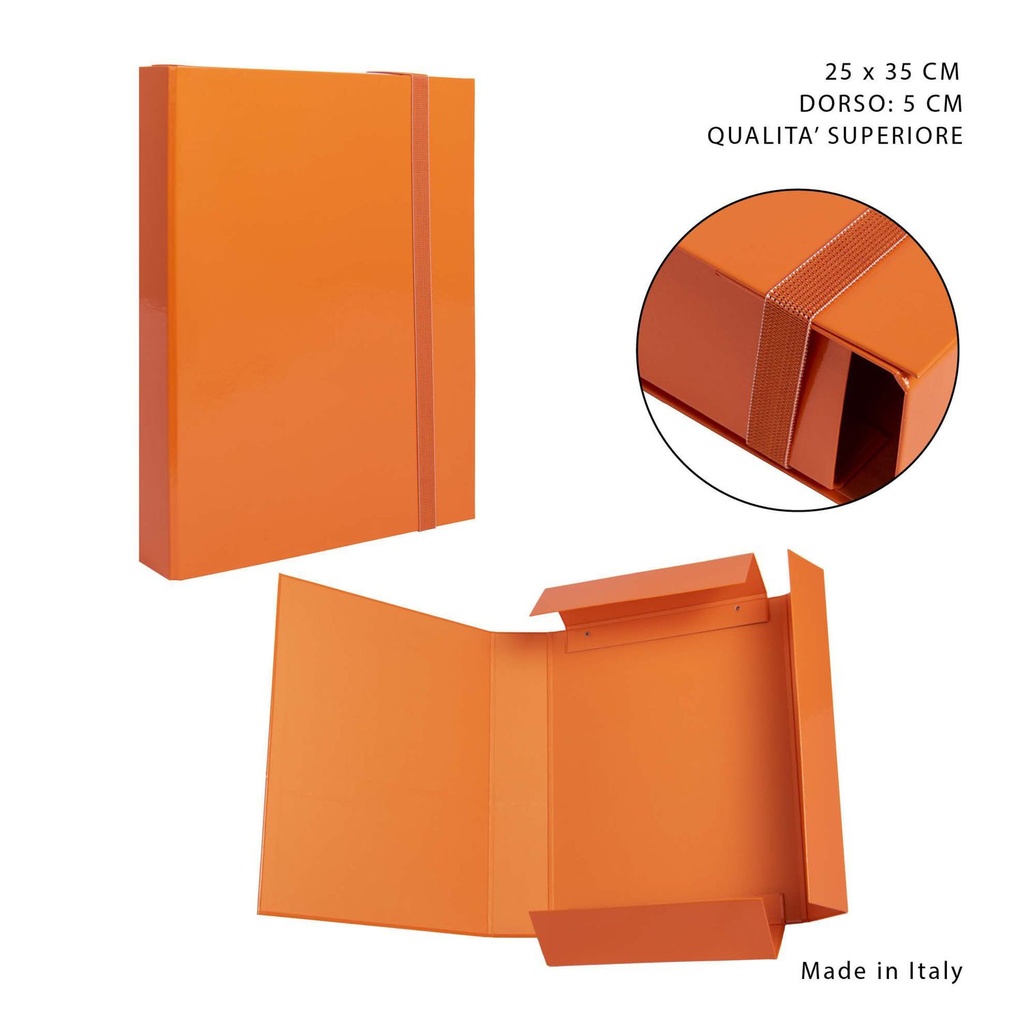 Carpeta gruesa con goma elástica D5 25x35 cm naranja