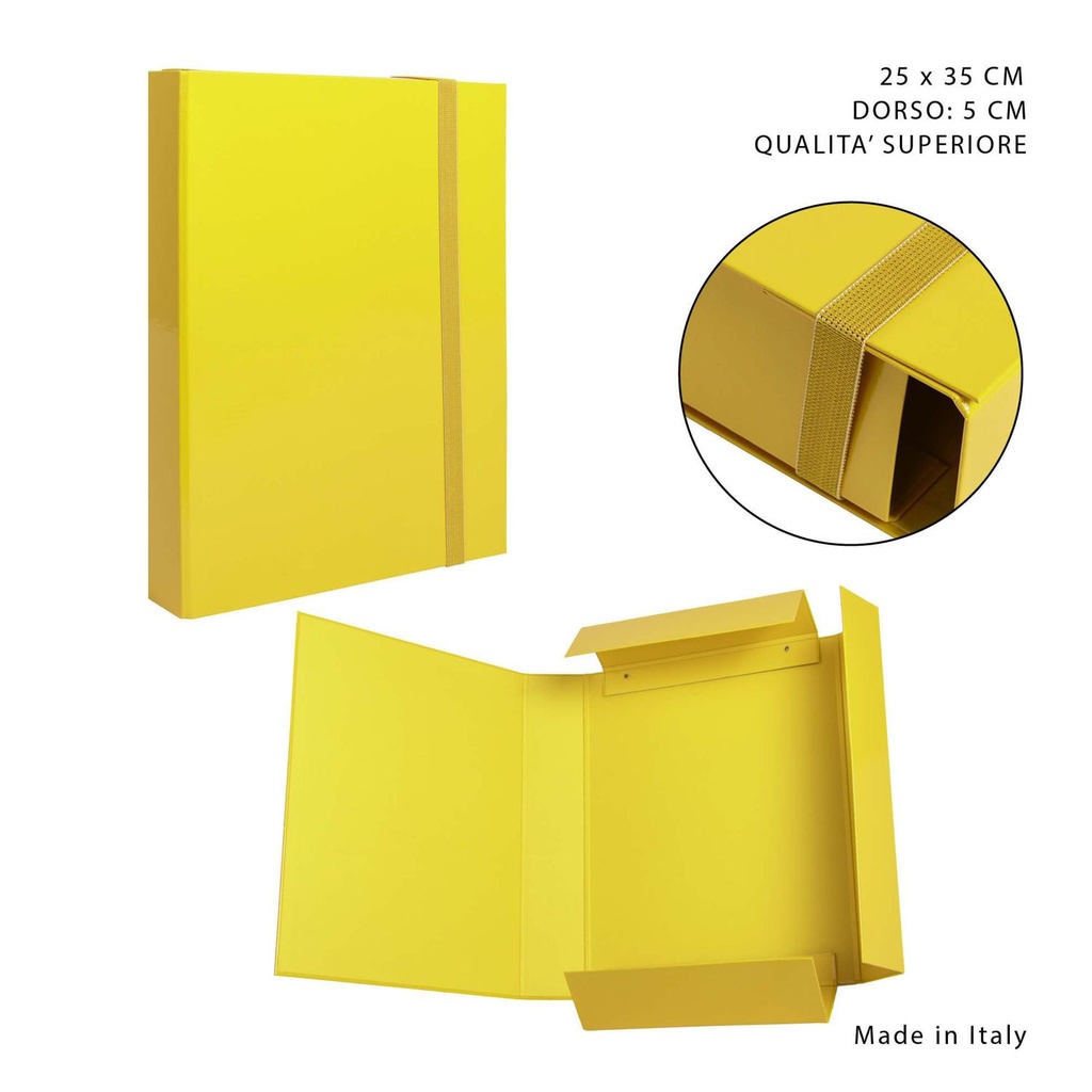 Carpeta gruesa con goma elástica D5 25x35cm amarillo para archivadores