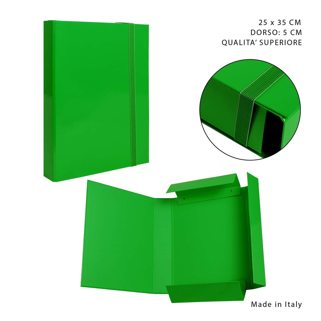 Carpeta gruesa con goma elástica D5 25x35cm Verde - Papelería