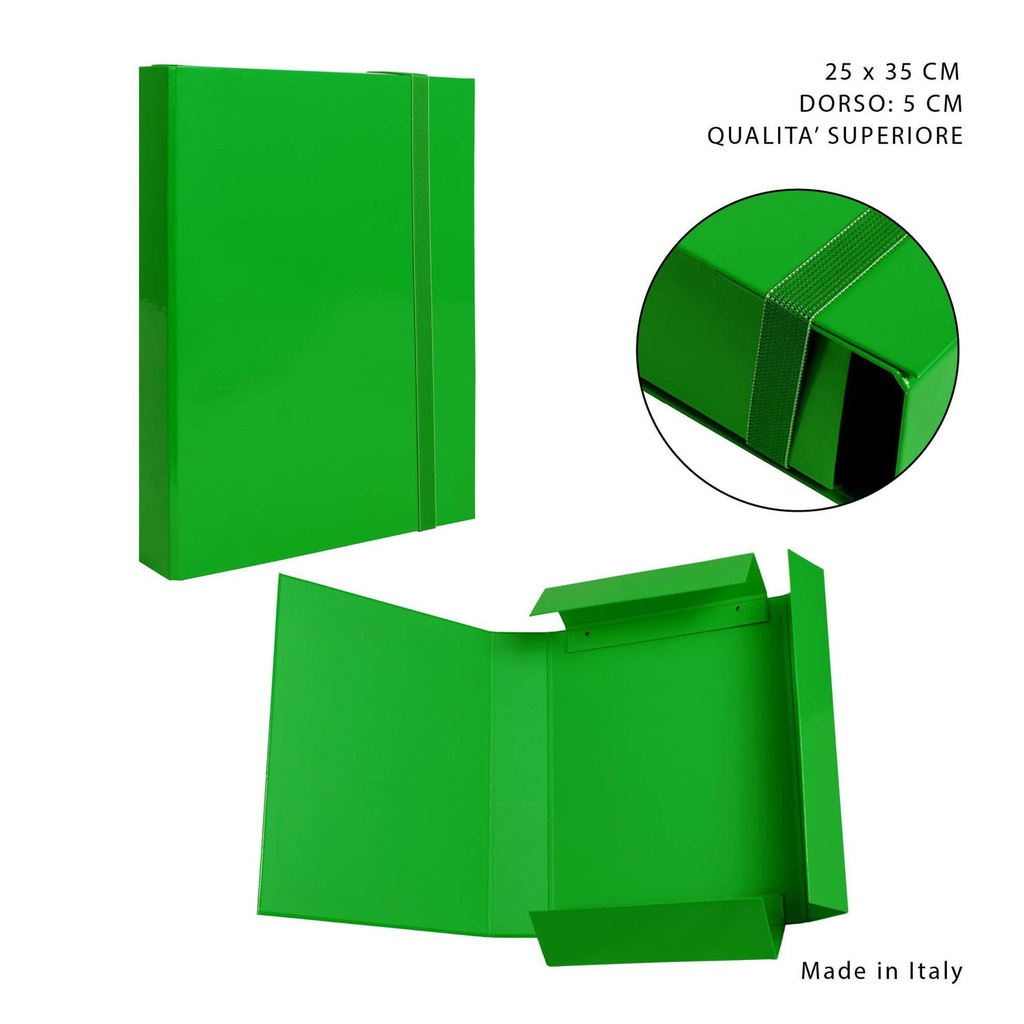 Carpeta gruesa con goma elástica D5 25x35cm Verde - Papelería