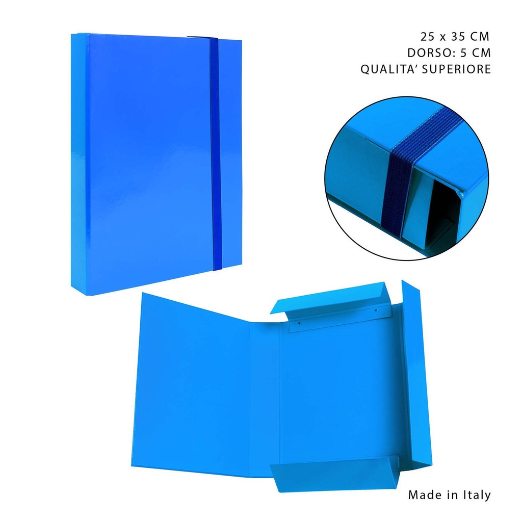 Carpeta gruesa con goma elástica D5 25x35cm azul, archivador