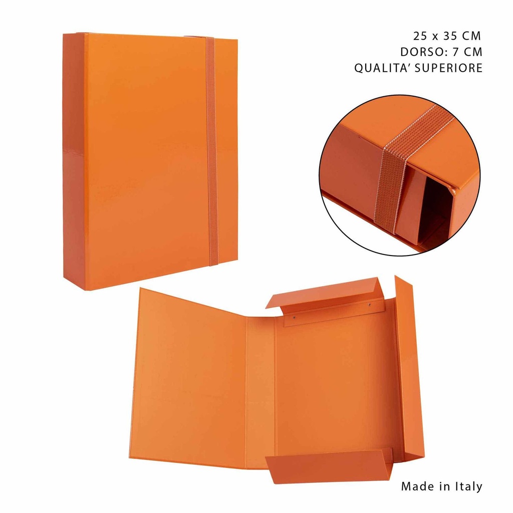 Carpeta gruesa con goma elástica D7 25x35cm naranja para archivos