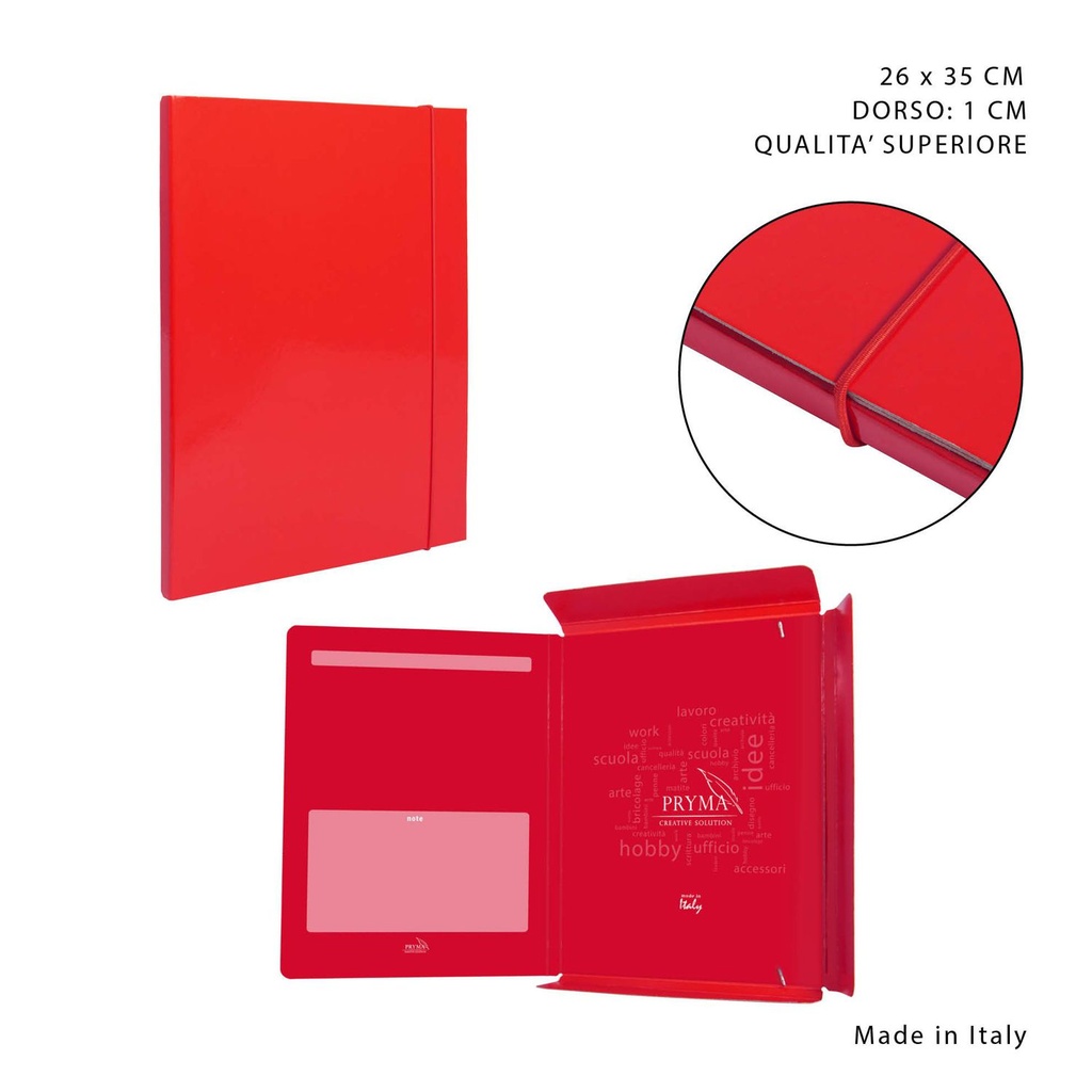 Carpeta gruesa con goma elástica D1 26x35 cm roja - Papelería