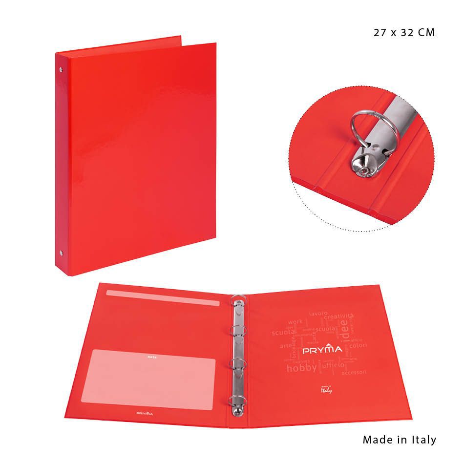 Carpeta de 4 anillas roja 27x32cm - Artículos de oficina