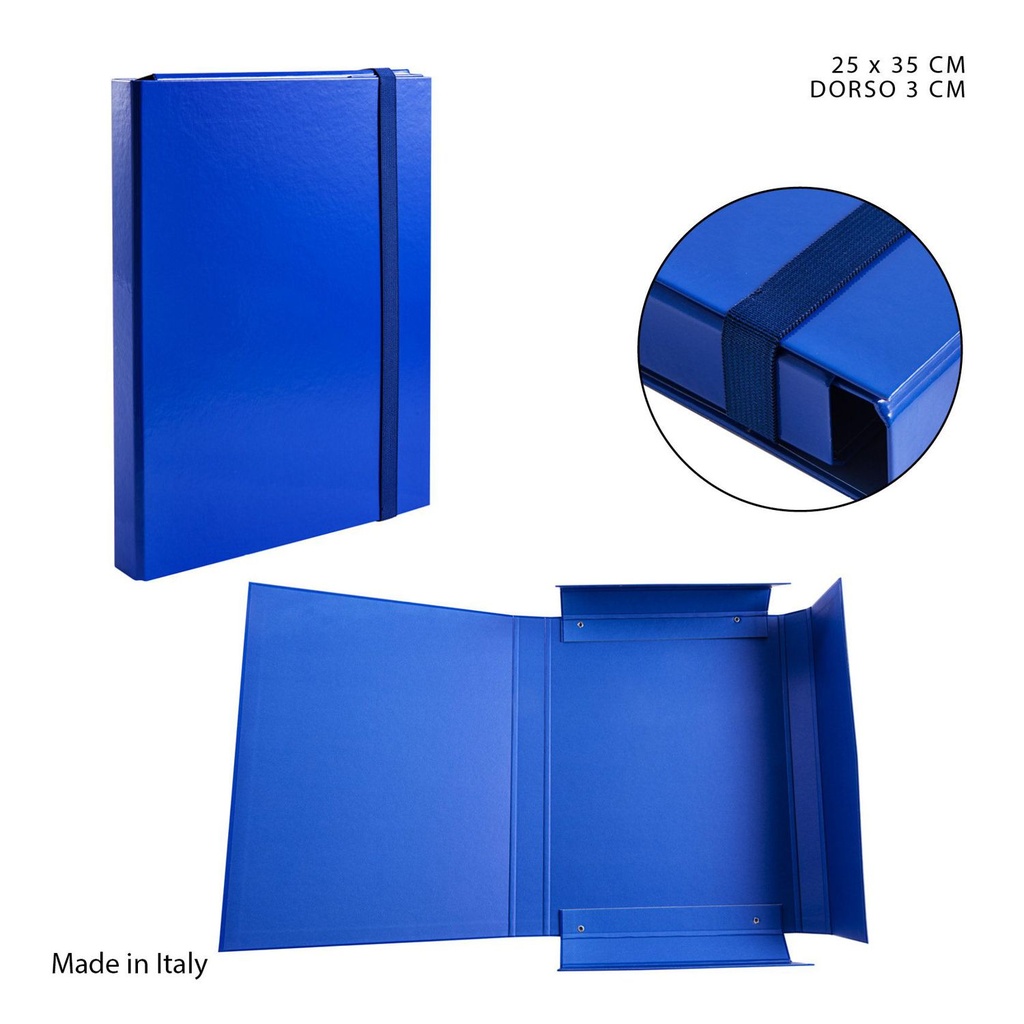 Carpeta con gomas D3 25x35cm azul