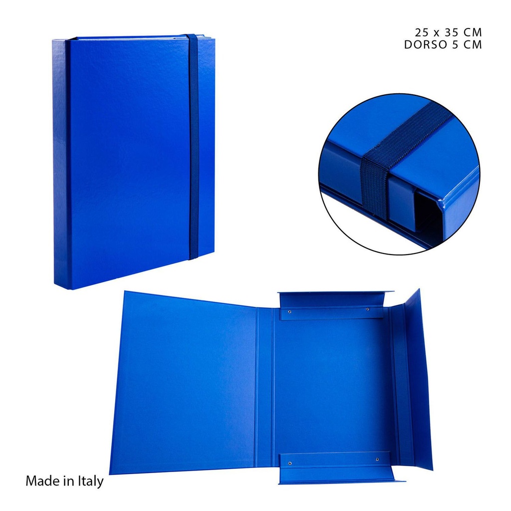 Carpeta con goma plana D5 25x35cm azul organización