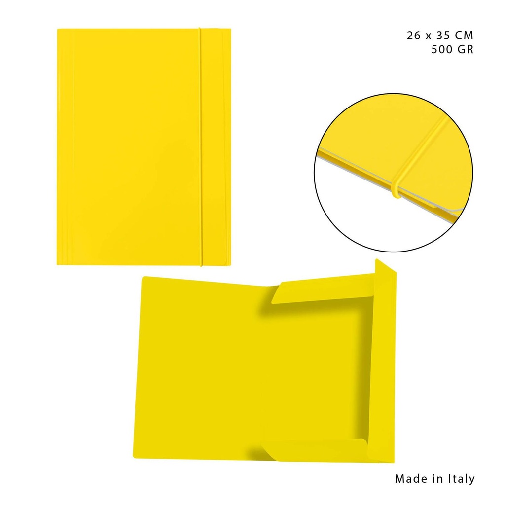 Carpeta con goma elástica 3L 500g 26x35cm amarillo