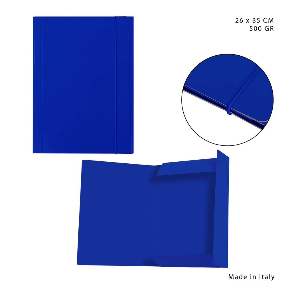 Carpeta con goma elástica 3L 500g 26x35cm azul marino para documentos