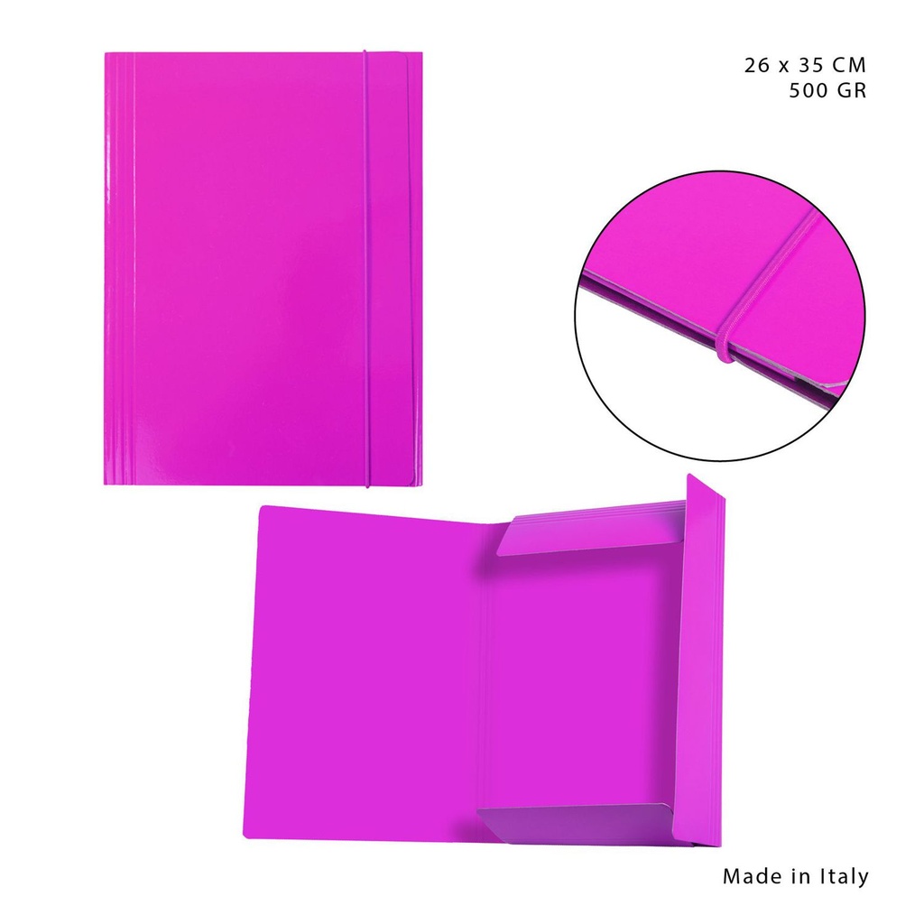 Carpeta con goma elástica 3L 500g 26x35cm fucsia para documentos