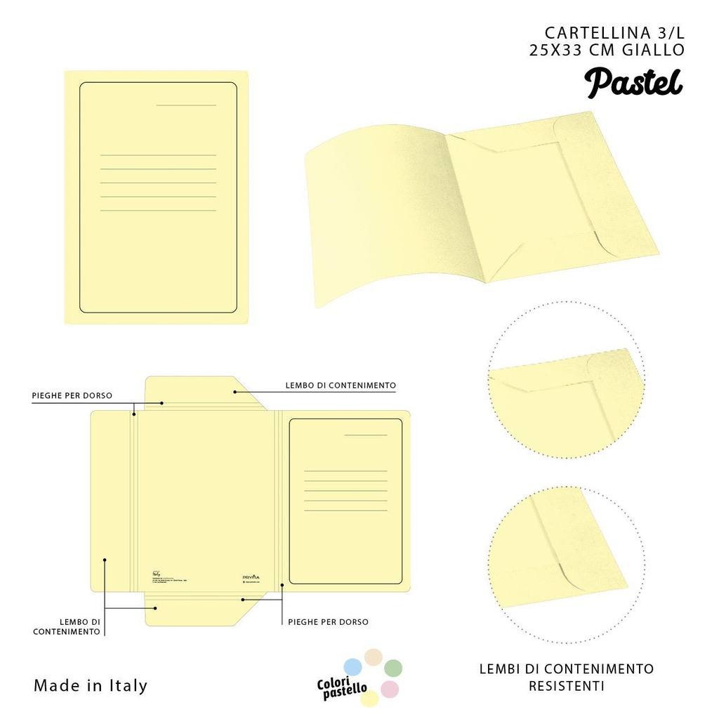 Carpeta de archivo Manila 3/L 25x33cm amarillo pastel para organización de documentos