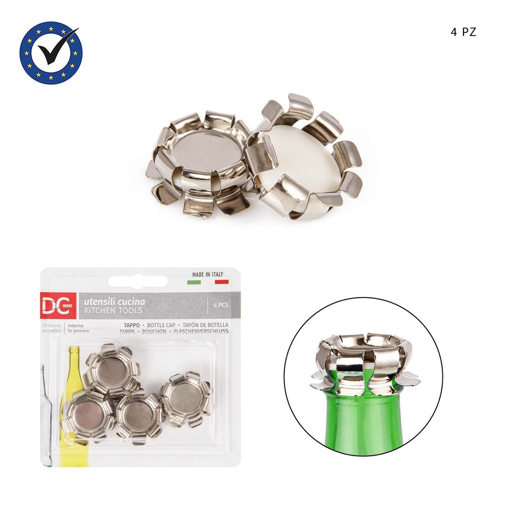 Tapa hermética de acero inoxidable para botellas 4pcs para cocina