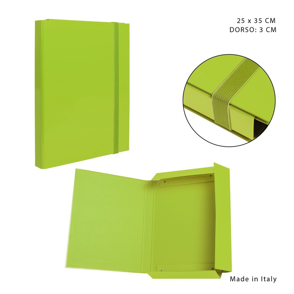 Carpeta con goma plana D3 25x35cm verde para documentos