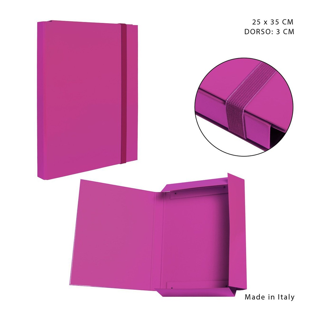 Carpeta con goma plana D3 25x35cm fucsia para documentos