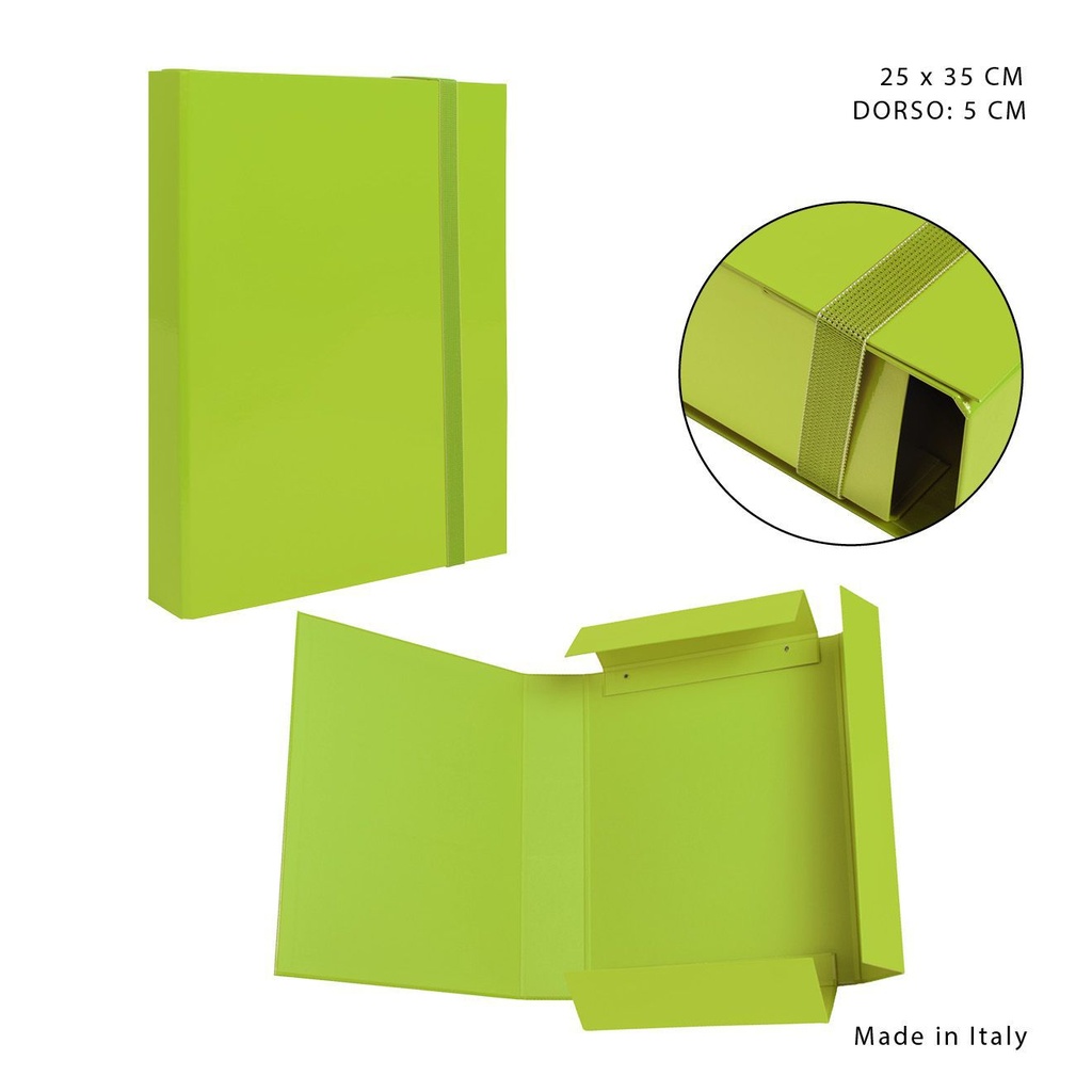 Carpeta con goma plana 3/L D5 25x35cm verde