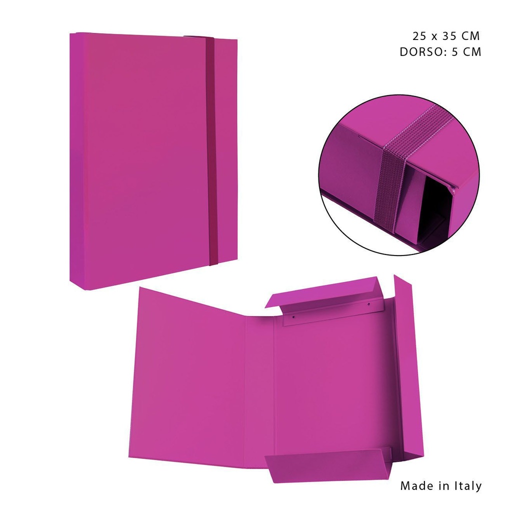 Carpeta con goma plana D5 25x35cm Fucsia - Papelería